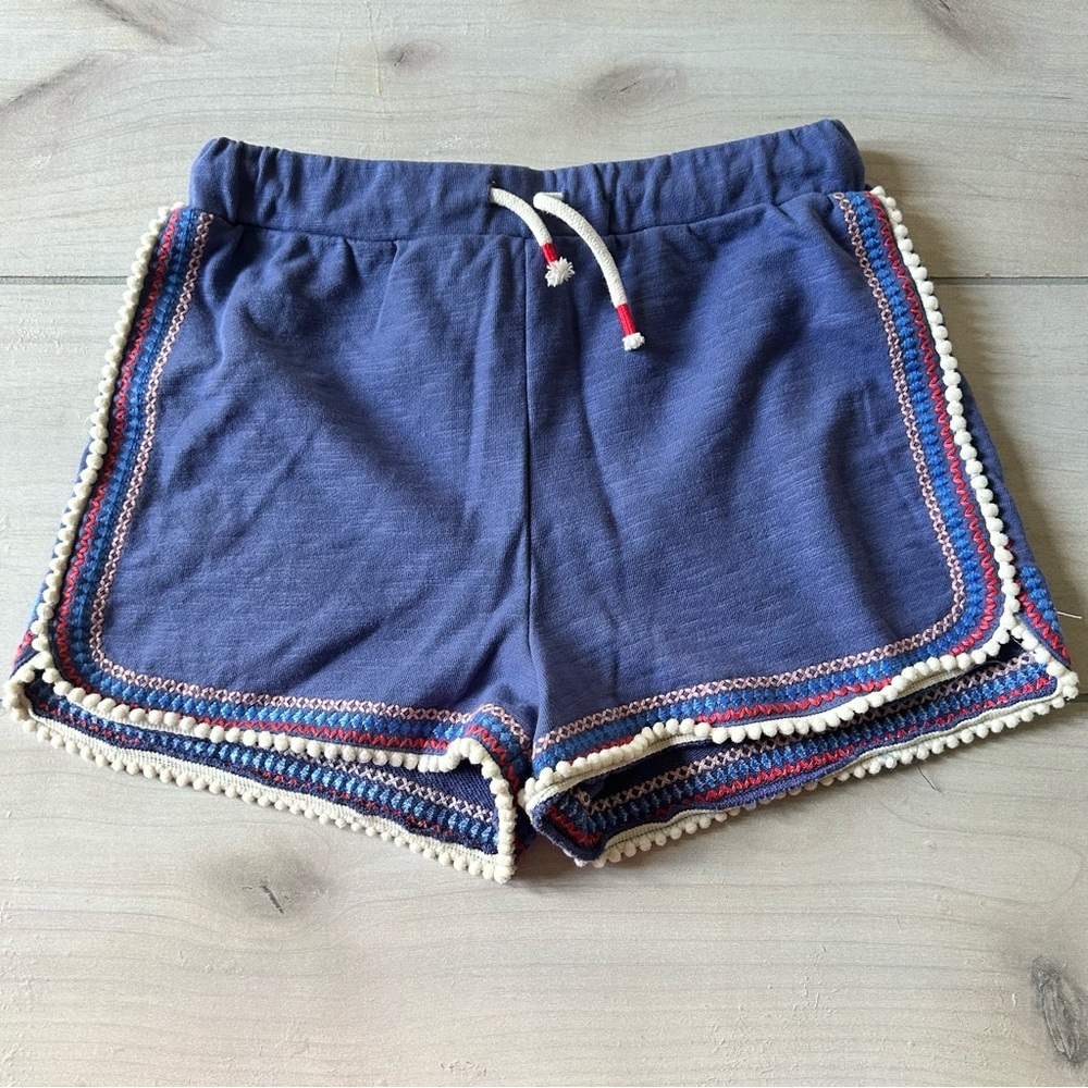 Mini Boden Drawstring Waist Shorts with Pom-Pom Trim